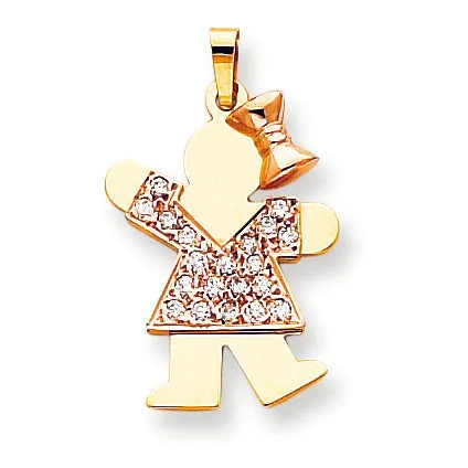 Goldiacom Rings 14k Two tone AAA Diamond kid pendant