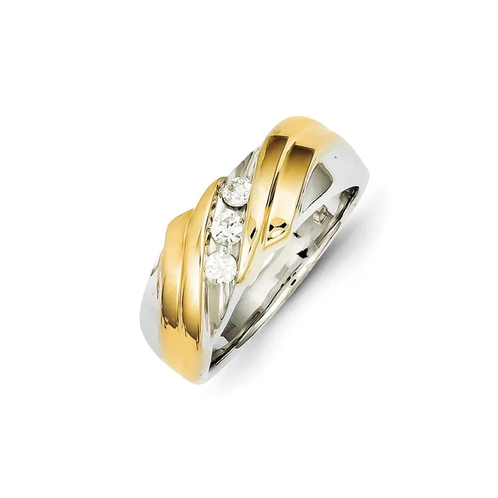 Goldiacom Rings 14k TwoTone Gold Real Diamond Mens Ring
