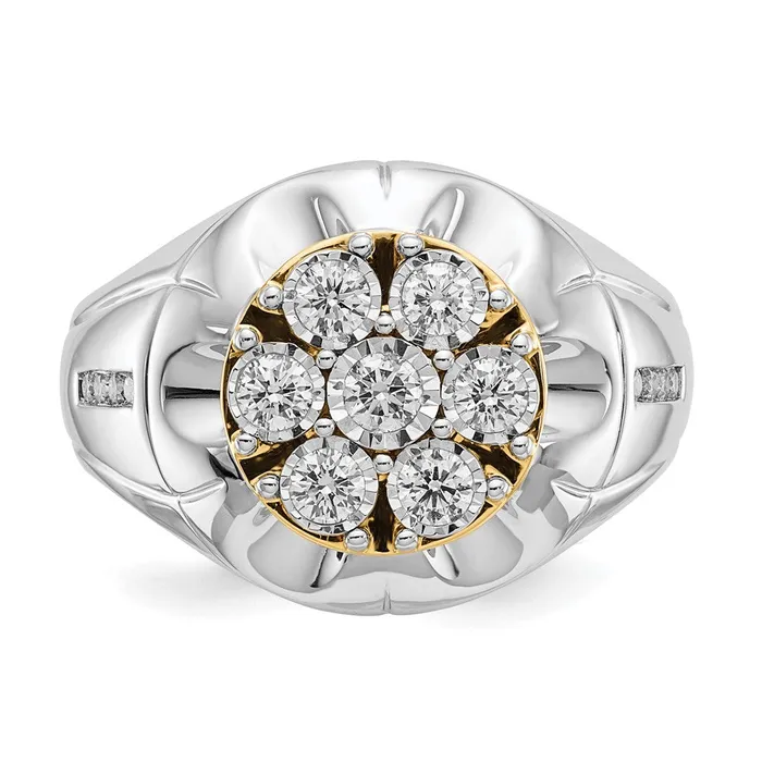 Goldiacom Rings 14k TwoTone Gold Real Diamond Mens Ring