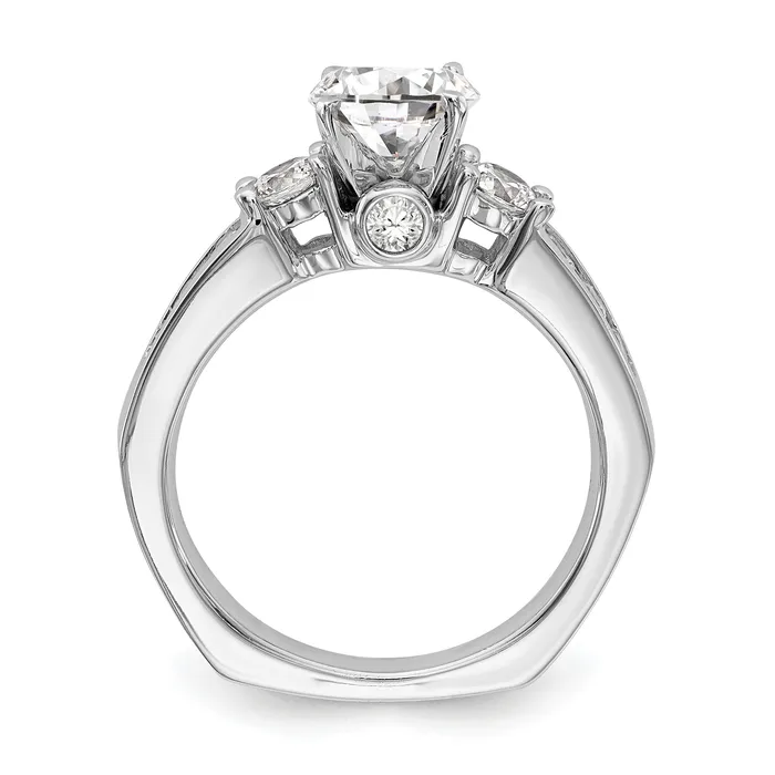 Goldiacom Rings 14K White Gold 3 Stone Simulated Diamond Engagement Ring