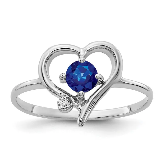 Goldiacom Rings 14k White Gold 4mm Sapphire AAA Real Diamond ring
