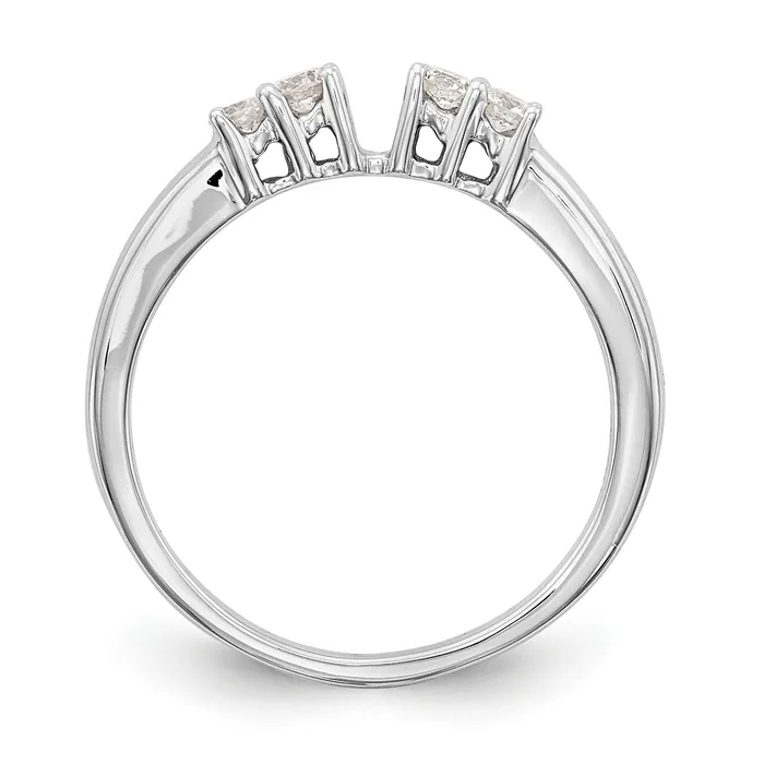 Goldiacom Rings 14K White Gold 5 Stone Diamond Peg Set CZ Engagement Ring