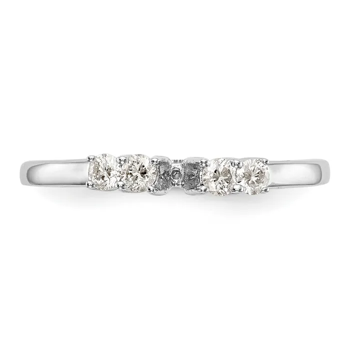 Goldiacom Rings 14K White Gold 5 Stone Diamond Peg Set CZ Engagement Ring