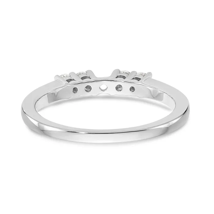 Goldiacom Rings 14K White Gold 5 Stone Diamond Peg Set CZ Engagement Ring
