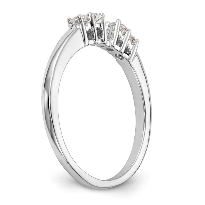 Goldiacom Rings 14K White Gold 5 Stone Diamond Peg Set CZ Engagement Ring