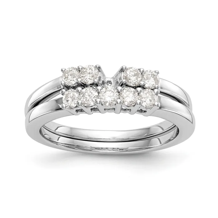 Goldiacom Rings 14K White Gold 5 Stone Diamond Peg Set CZ Engagement Ring