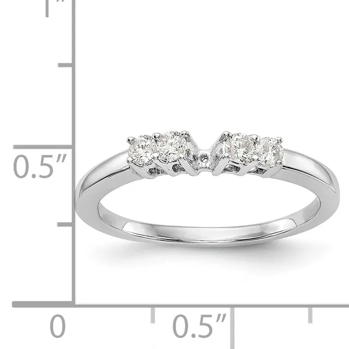 Goldiacom Rings 14K White Gold 5 Stone Diamond Peg Set CZ Engagement Ring