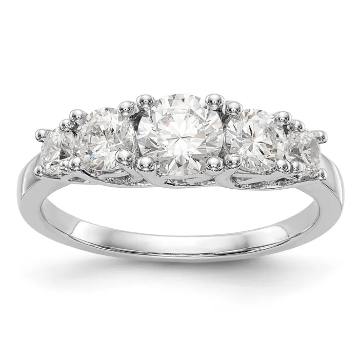 Goldiacom Rings 14K White Gold 5 Stone Simulated Diamond Engagement Ring Goldiacom Rings 14K White Gold 5 Stone Simulated Diamond Engagement Ring