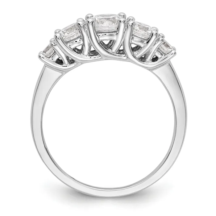 Goldiacom Rings 14K White Gold 5 Stone Simulated Diamond Engagement Ring