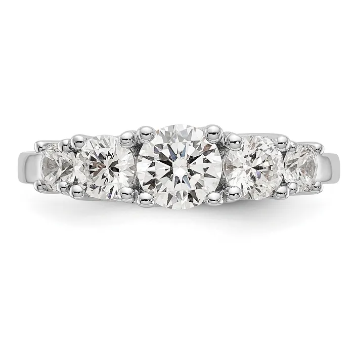 Goldiacom Rings 14K White Gold 5 Stone Simulated Diamond Engagement Ring