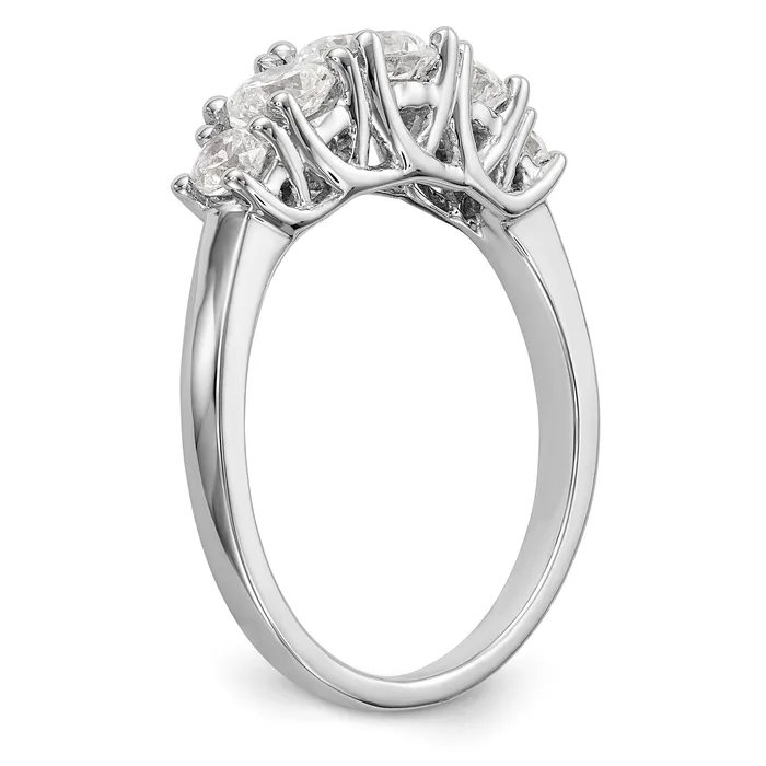 Goldiacom Rings 14K White Gold 5 Stone Simulated Diamond Engagement Ring