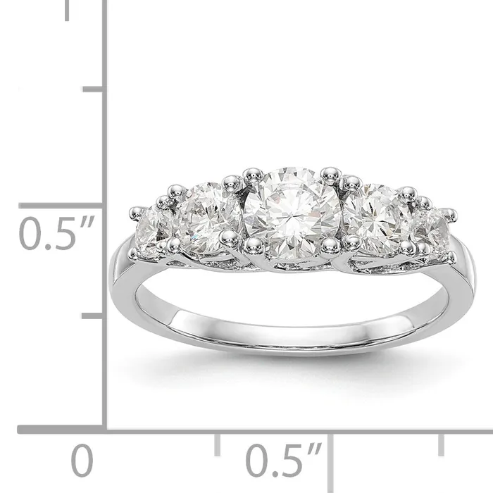 Goldiacom Rings 14K White Gold 5 Stone Simulated Diamond Engagement Ring