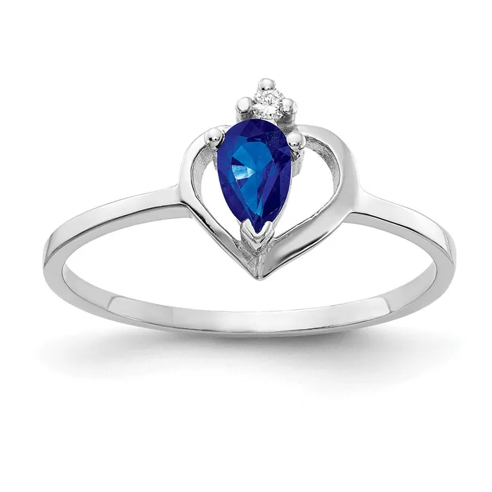 Goldiacom Rings 14k White Gold 5x3mm Pear Sapphire AAA Real Diamond ring