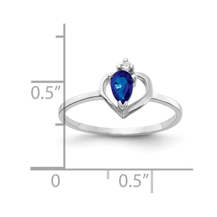 Goldiacom Rings 14k White Gold 5x3mm Pear Sapphire AAA Real Diamond ring