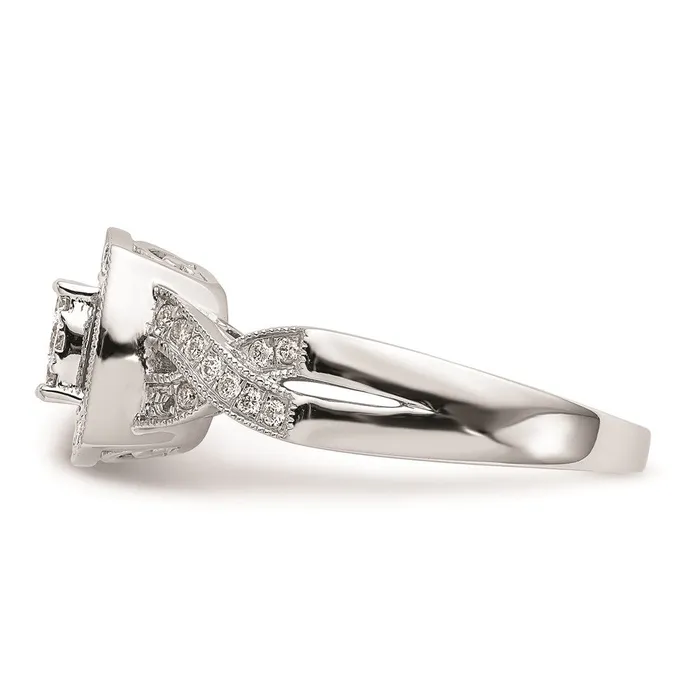 Goldiacom Rings 14K White Gold Complete Real Diamond Cluster Engagement Ring