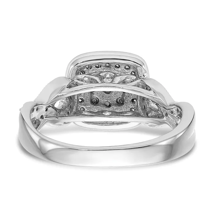 Goldiacom Rings 14K White Gold Complete Real Diamond Cluster Engagement Ring