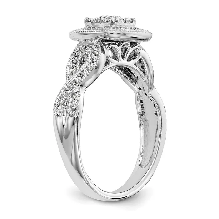 Goldiacom Rings 14K White Gold Complete Real Diamond Cluster Engagement Ring