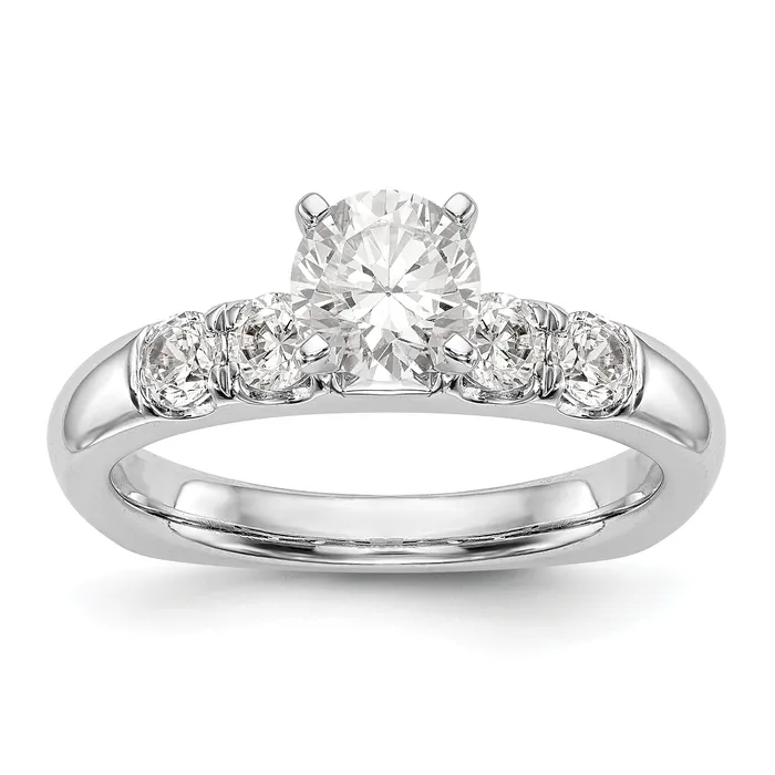 Goldiacom Rings 14K White Gold Diamond Peg Set Engagement Ring