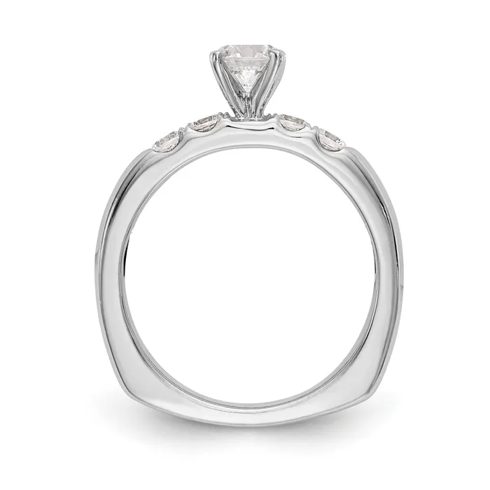 Goldiacom Rings 14K White Gold Diamond Peg Set Engagement Ring