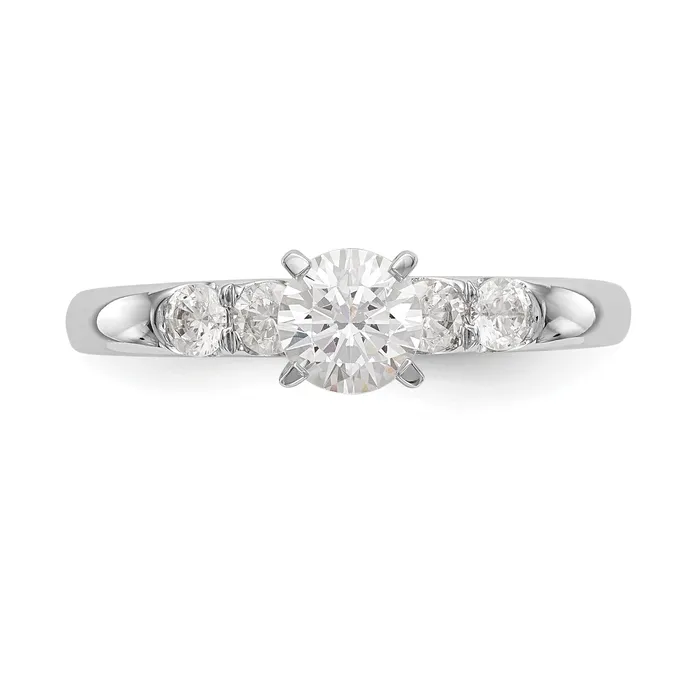 Goldiacom Rings 14K White Gold Diamond Peg Set Engagement Ring
