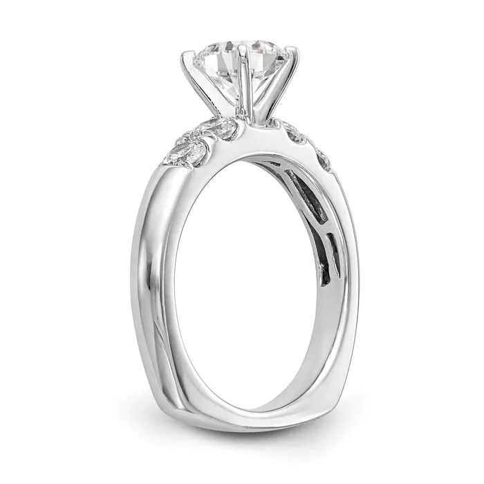 Goldiacom Rings 14K White Gold Diamond Peg Set Engagement Ring