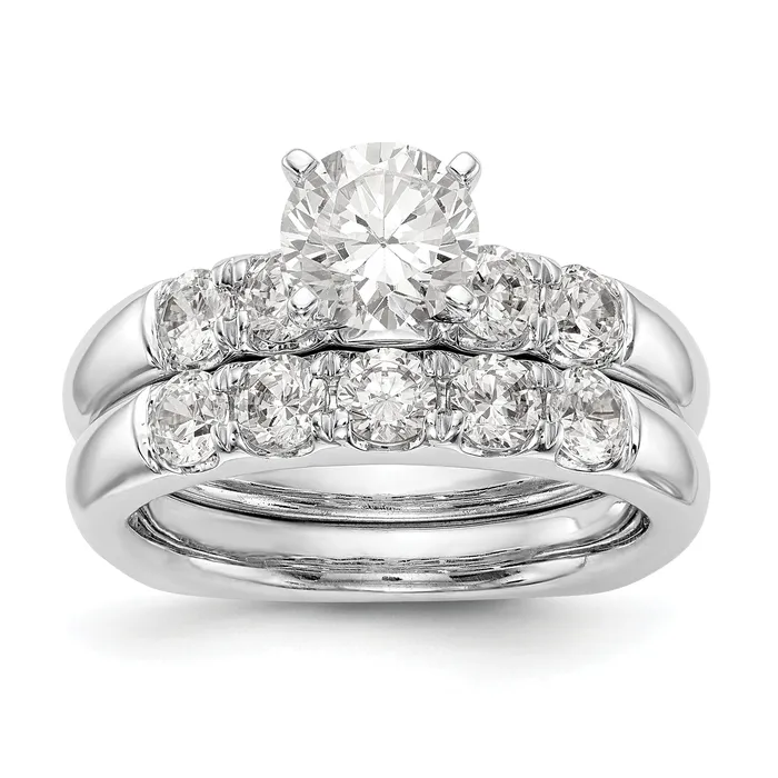Goldiacom Rings 14K White Gold Diamond Peg Set Engagement Ring