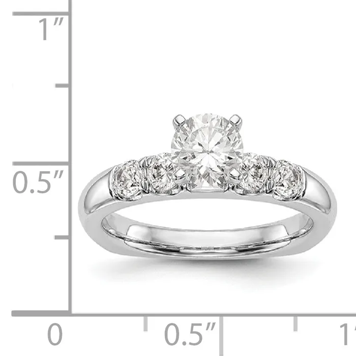 Goldiacom Rings 14K White Gold Diamond Peg Set Engagement Ring