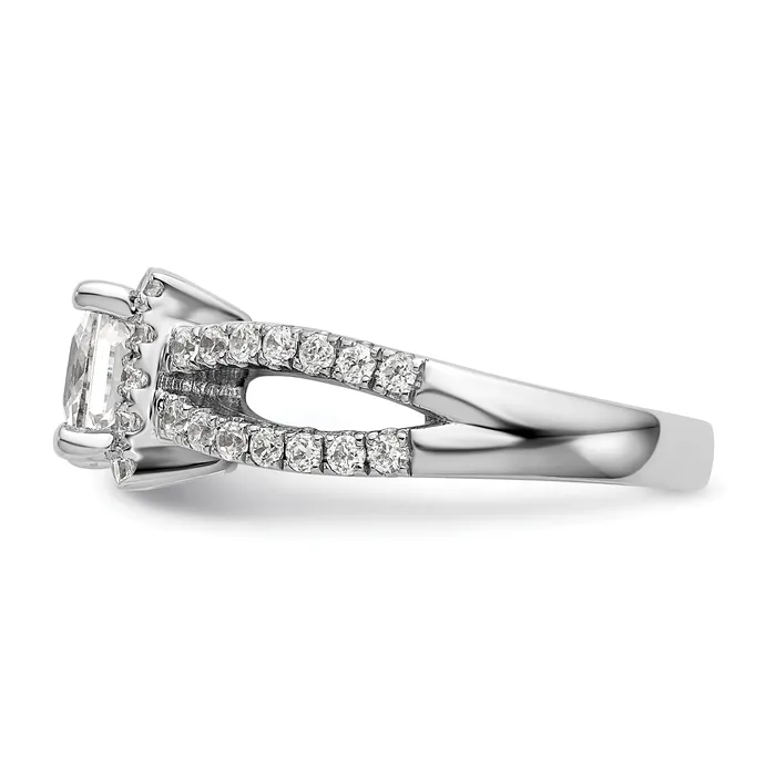 Goldiacom Rings 14K White Gold Diamond Princess CZ Square Halo Engagement Ring