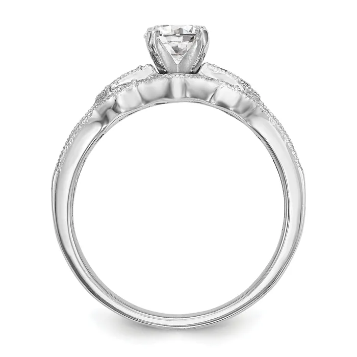 Goldiacom Rings 14K White Gold Peg Set Diamond Engagement Ring