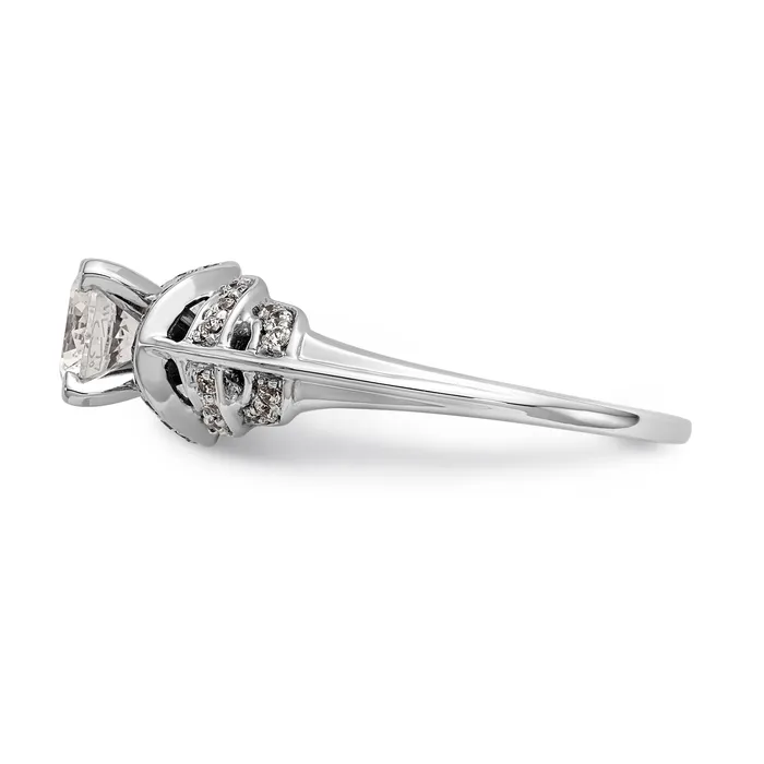 Goldiacom Rings 14K White Gold Peg Set Diamond Engagement Ring