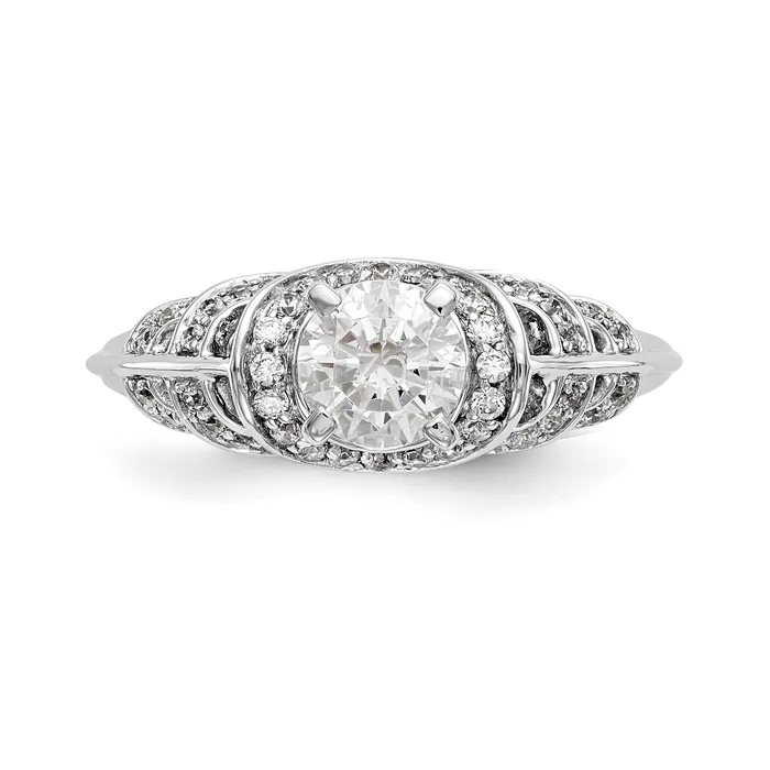Goldiacom Rings 14K White Gold Peg Set Diamond Engagement Ring