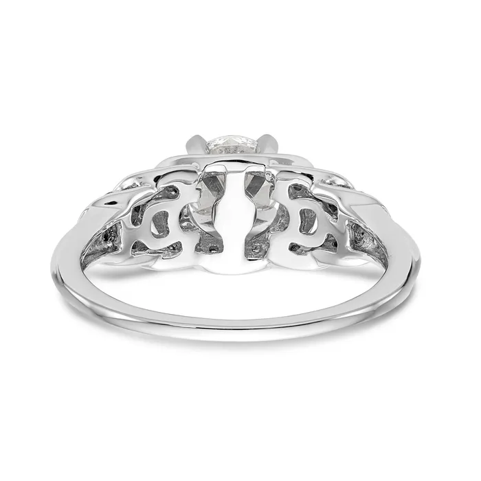 Goldiacom Rings 14K White Gold Peg Set Diamond Engagement Ring