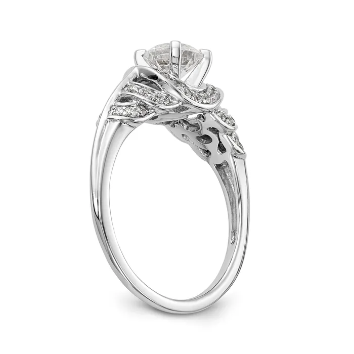 Goldiacom Rings 14K White Gold Peg Set Diamond Engagement Ring
