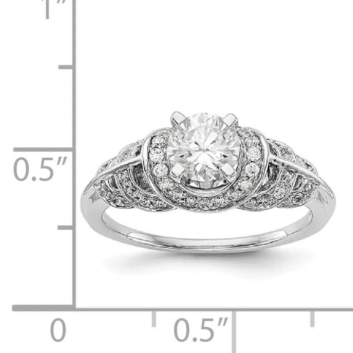 Goldiacom Rings 14K White Gold Peg Set Diamond Engagement Ring