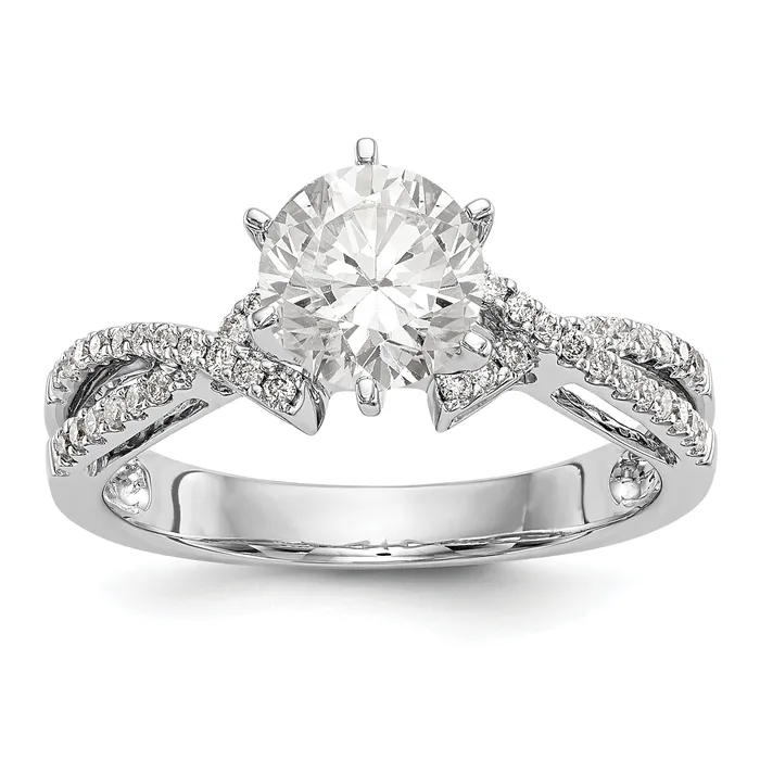 Goldiacom Rings 14k White Gold Peg Set Simulated Diamond Criss Cross Engagement Ring Goldiacom Rings 14k White Gold Peg Set Simulated Diamond Criss Cross Engagement Ring