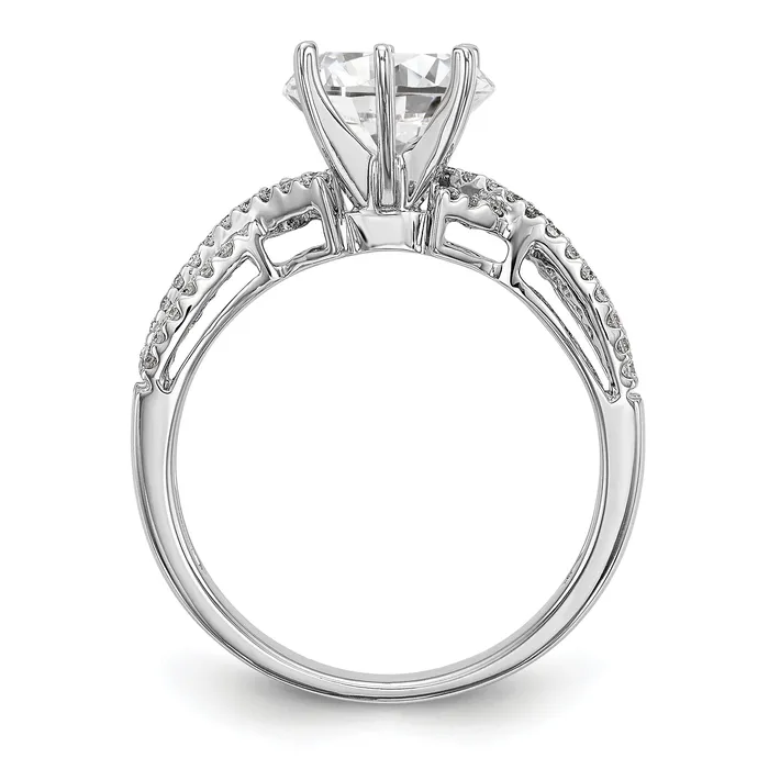 Goldiacom Rings 14k White Gold Peg Set Simulated Diamond Criss Cross Engagement Ring