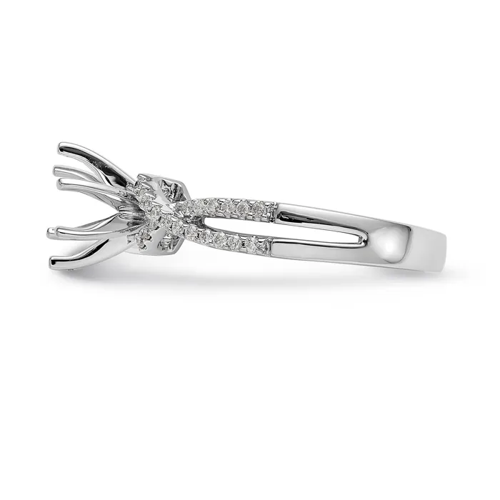 Goldiacom Rings 14k White Gold Peg Set Simulated Diamond Criss Cross Engagement Ring