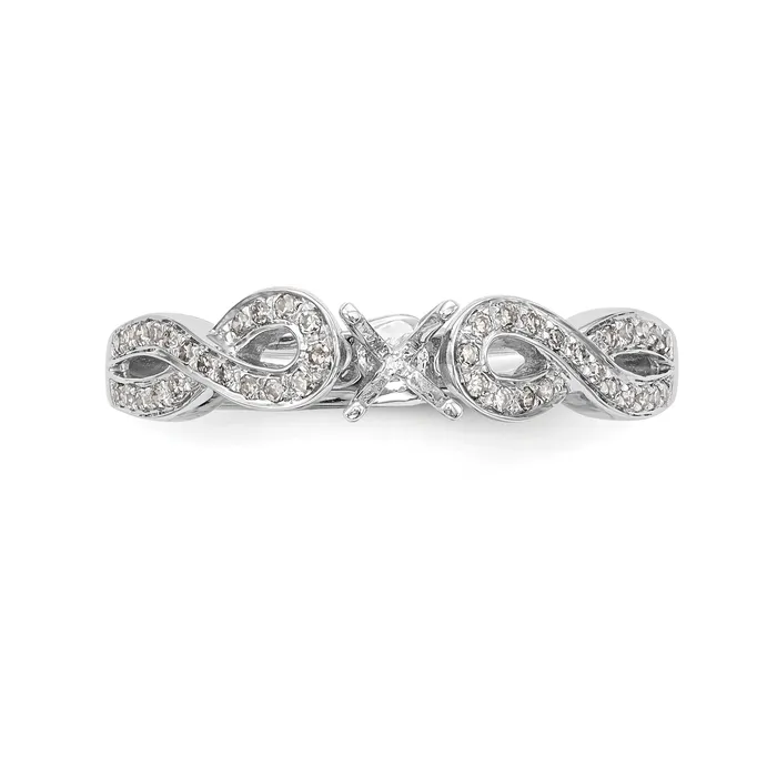 Goldiacom Rings 14k White Gold Peg Set Simulated Diamond Criss Cross Engagement Ring