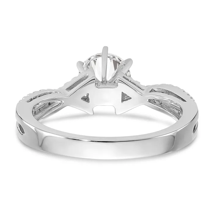 Goldiacom Rings 14k White Gold Peg Set Simulated Diamond Criss Cross Engagement Ring