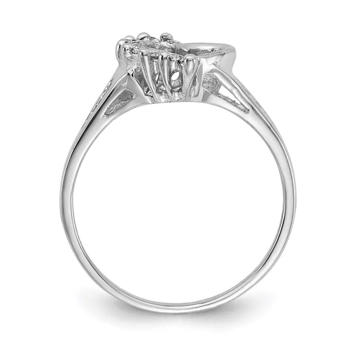 Goldiacom Rings 14k White Gold Polished AA Real Diamond heart ring