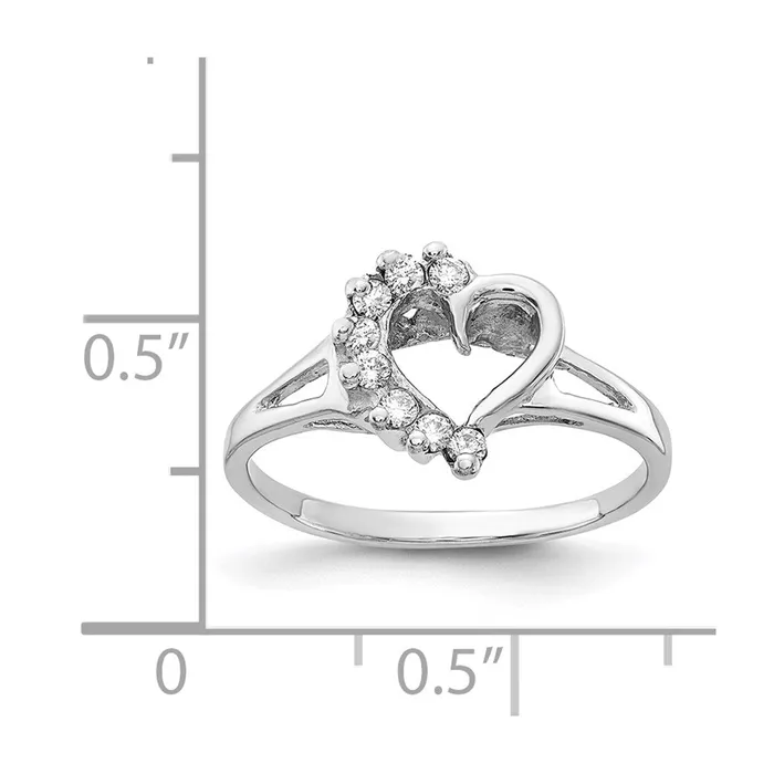 Goldiacom Rings 14k White Gold Polished AA Real Diamond heart ring