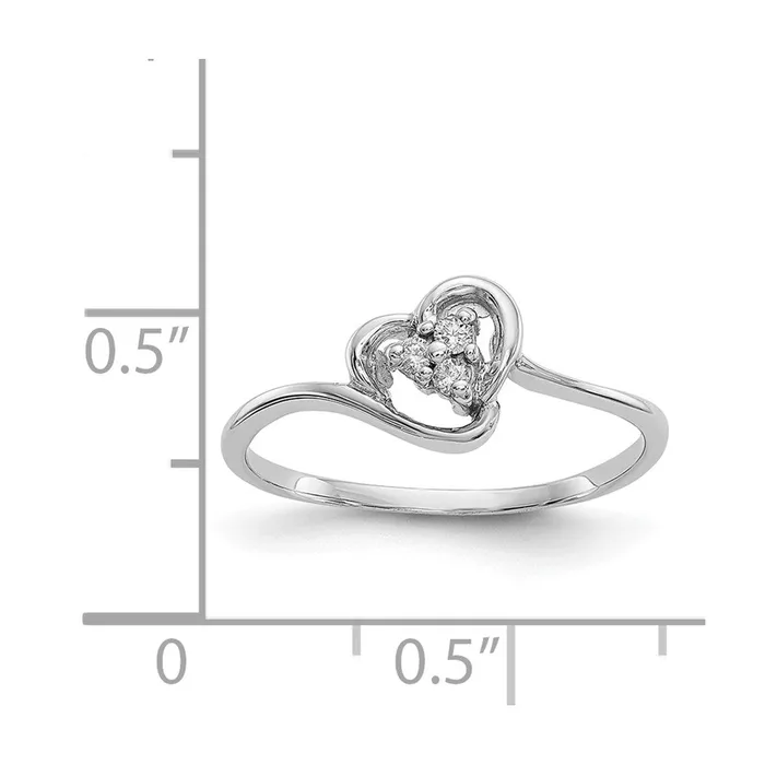 Goldiacom Rings 14k White Gold Polished AA Real Diamond heart ring