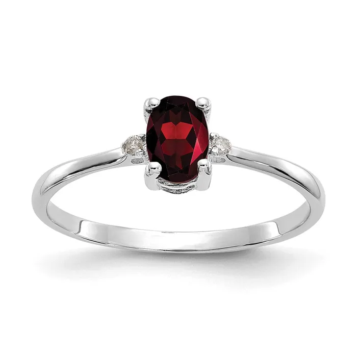 Goldiacom Rings 14K White Gold Polished Geniune Real Diamond Garnet Birthstone Ring Goldiacom Rings 14K White Gold Polished Geniune Real Diamond Garnet Birthstone Ring