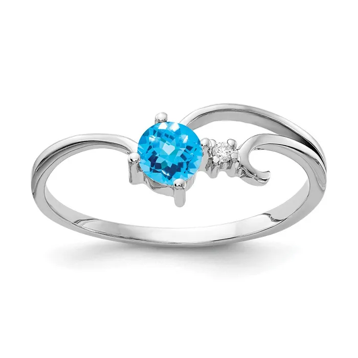 Goldiacom Rings 14k White Gold Topaz AA Real Diamond ring