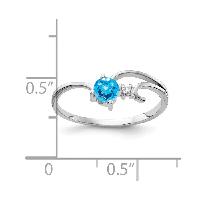 Goldiacom Rings 14k White Gold Topaz AA Real Diamond ring