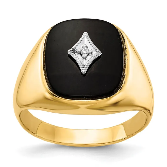 Goldiacom Rings 14K Yellow Gold AAA Real Diamond mens ring
