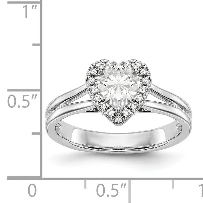 Goldiacom Rings 14kw Heart Halo Simulated Diamond Split Shank Engagement Ring