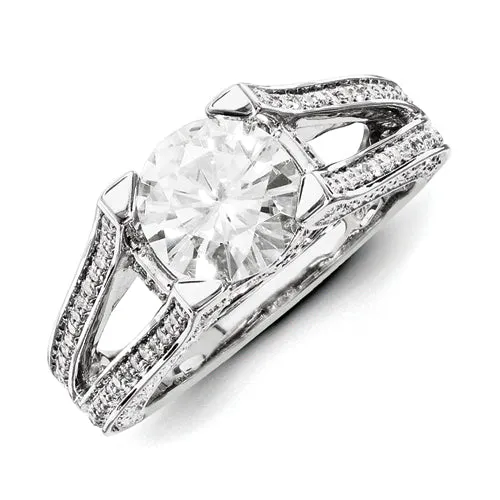 Goldiacom Rings 14ky White Gold DiamondMoissanite Engagement Ring