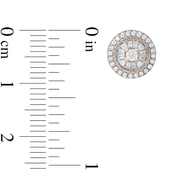 Goldia Earrings 05 CT TW Baguette and Round Composite Diamond Stud Earrings in 10K Rose Gold Goldia Earrings 05 CT TW Baguette and Round Composite Diamond Stud Earrings in 10K Rose Gold