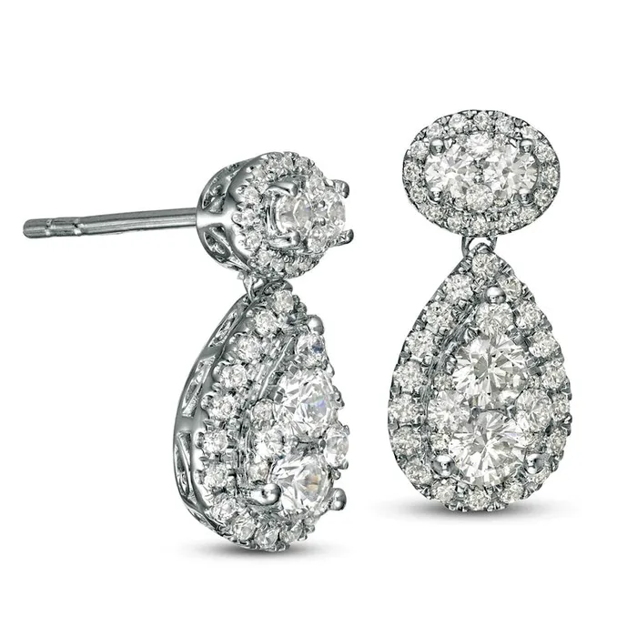 Goldia Earrings 15 CT TW Composite Diamond Frame Teardrop Earrings in 14K White Gold Goldia Earrings 15 CT TW Composite Diamond Frame Teardrop Earrings in 14K White Gold